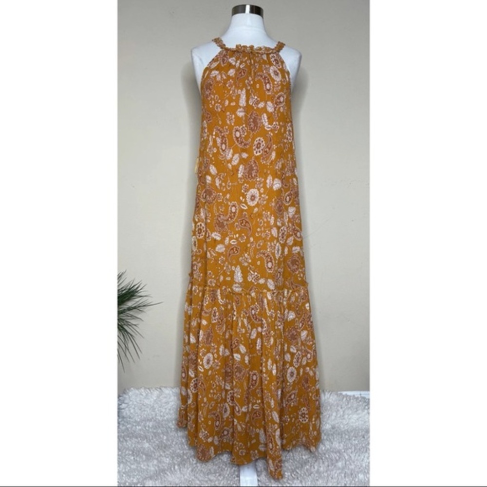 NICHOLAS ORANGE PAISLEY PRINT SILK DRESS